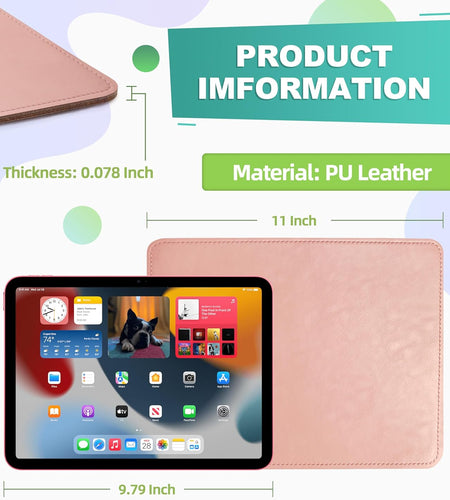 PU Leather Mouse Pad with Stitched Edge Micro-Fiber Base with Non-Slip, Waterproof, Mouse Pad for Computers, Laptop, Office & Home,1 Pack, 8Inch11Inch (Light Pink)
