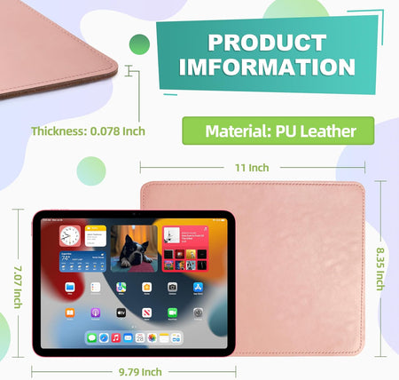 PU Leather Mouse Pad with Stitched Edge Micro-Fiber Base with Non-Slip, Waterproof, Mouse Pad for Computers, Laptop, Office & Home,1 Pack, 8Inch11Inch (Light Pink)