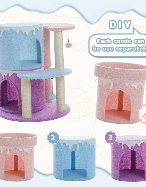 Load image into Gallery viewer, Cat Tree Cat Condos for Large Cats, Cat Tower House with Large Top Perch and Sisal Covered Scratching Posts for Indoor Cats Gift

