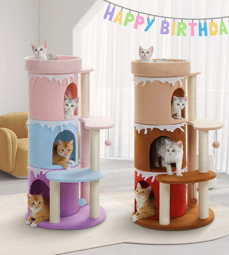 Cat Tree Cat Condos for Large Cats, Cat Tower House with Large Top Perch and Sisal Covered Scratching Posts for Indoor Cats Gift