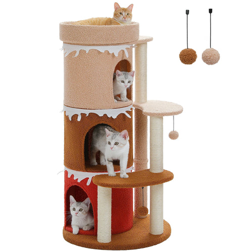 Cat Tree Cat Condos for Large Cats, Cat Tower House with Large Top Perch and Sisal Covered Scratching Posts for Indoor Cats Gift